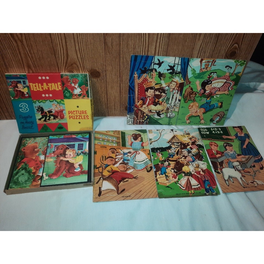 3x Vintage Tell A Tale Picture Puzzles By Whitman In Box  +5 Others Made In USA